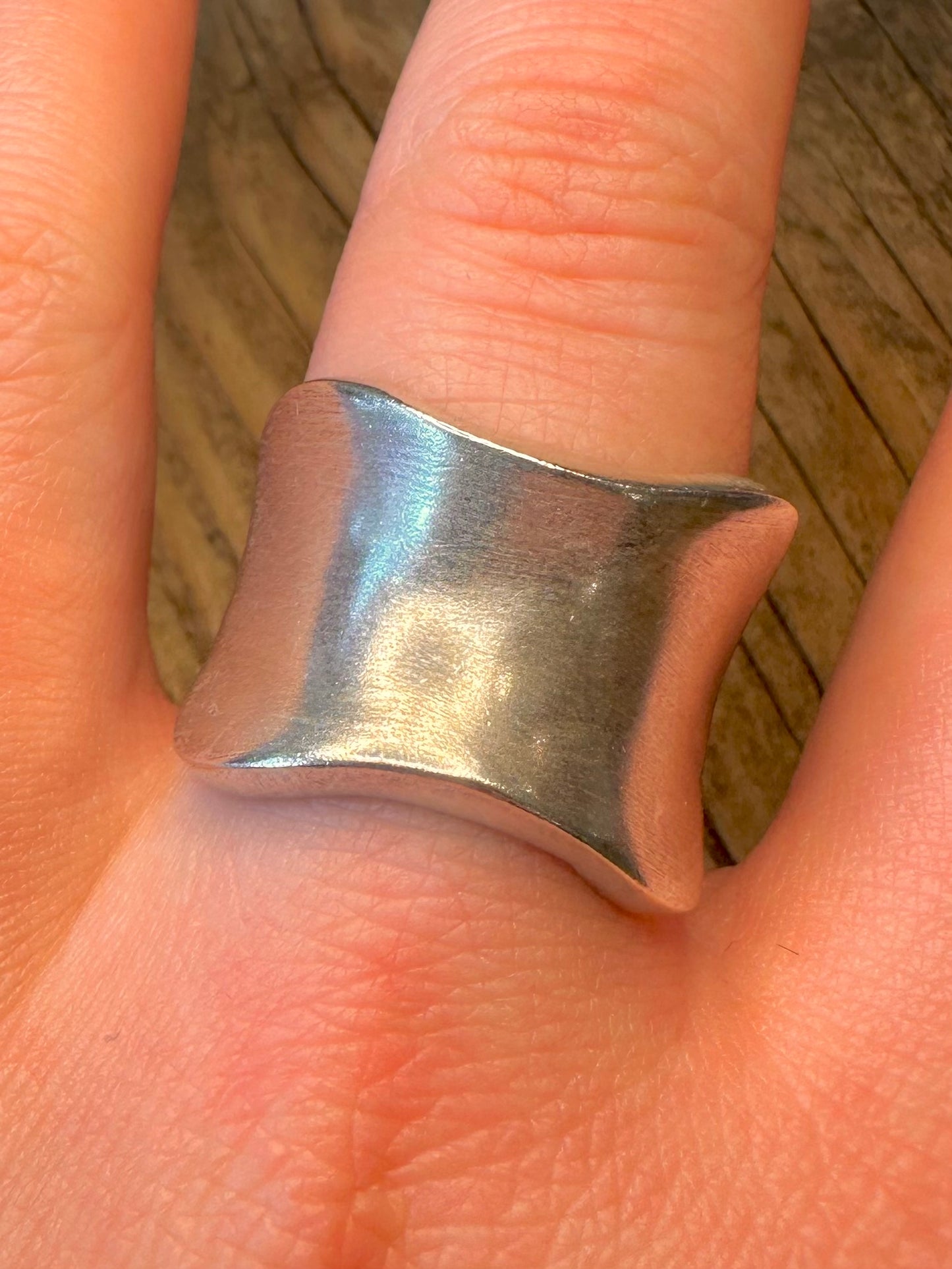 Abstract Concave Brush Finish 925 Sterling Silver Size T Ring