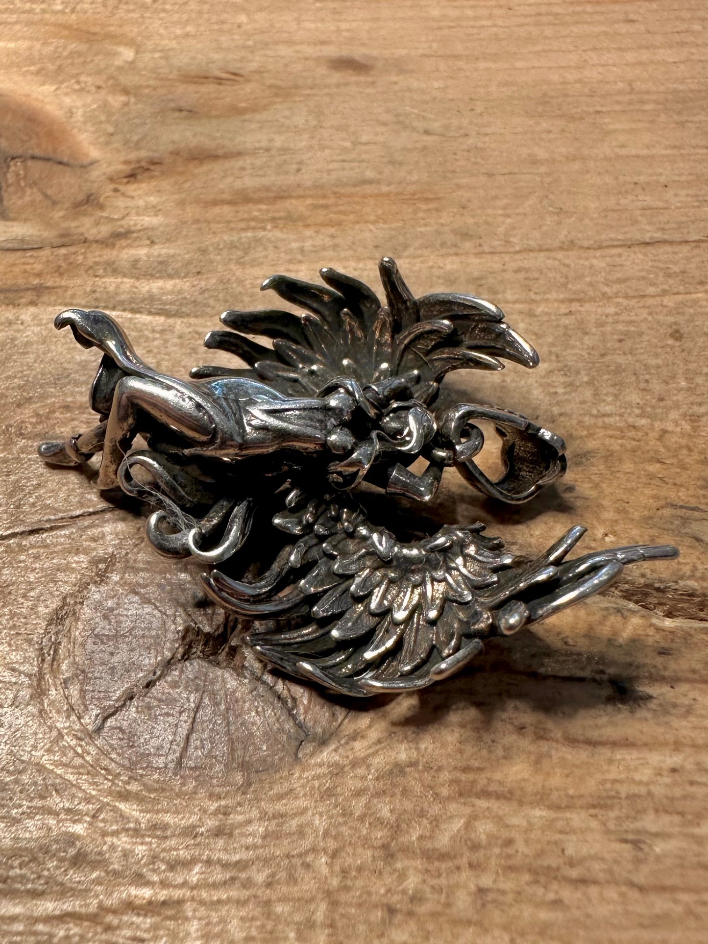 Vintage Fallen Angel 925 Silver Pendant