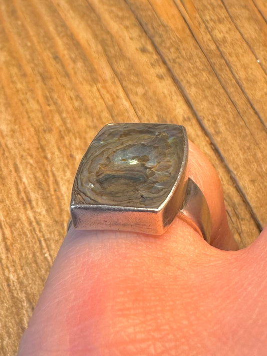 Arne Johansen Abalone Denmark 925 Sterling Silver Size M1/2 Ring