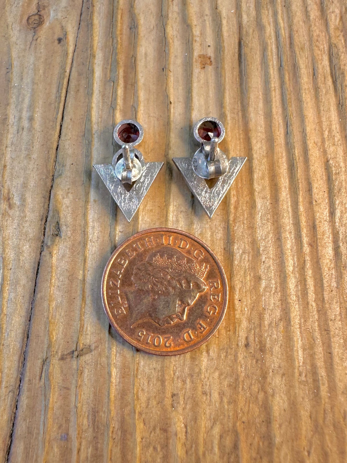 Abstract Red and Blue Gemstone Brush Effect 925 Sterling Silver Earrings