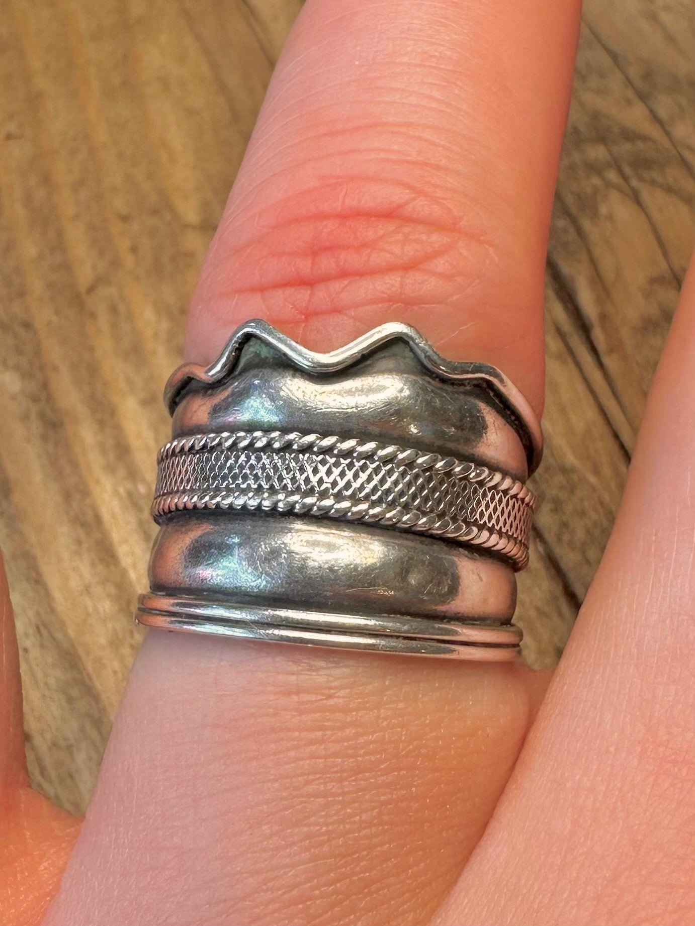 Boho-Stil dekorative Perlen 925 Sterling Silber Ring Größe P1/2