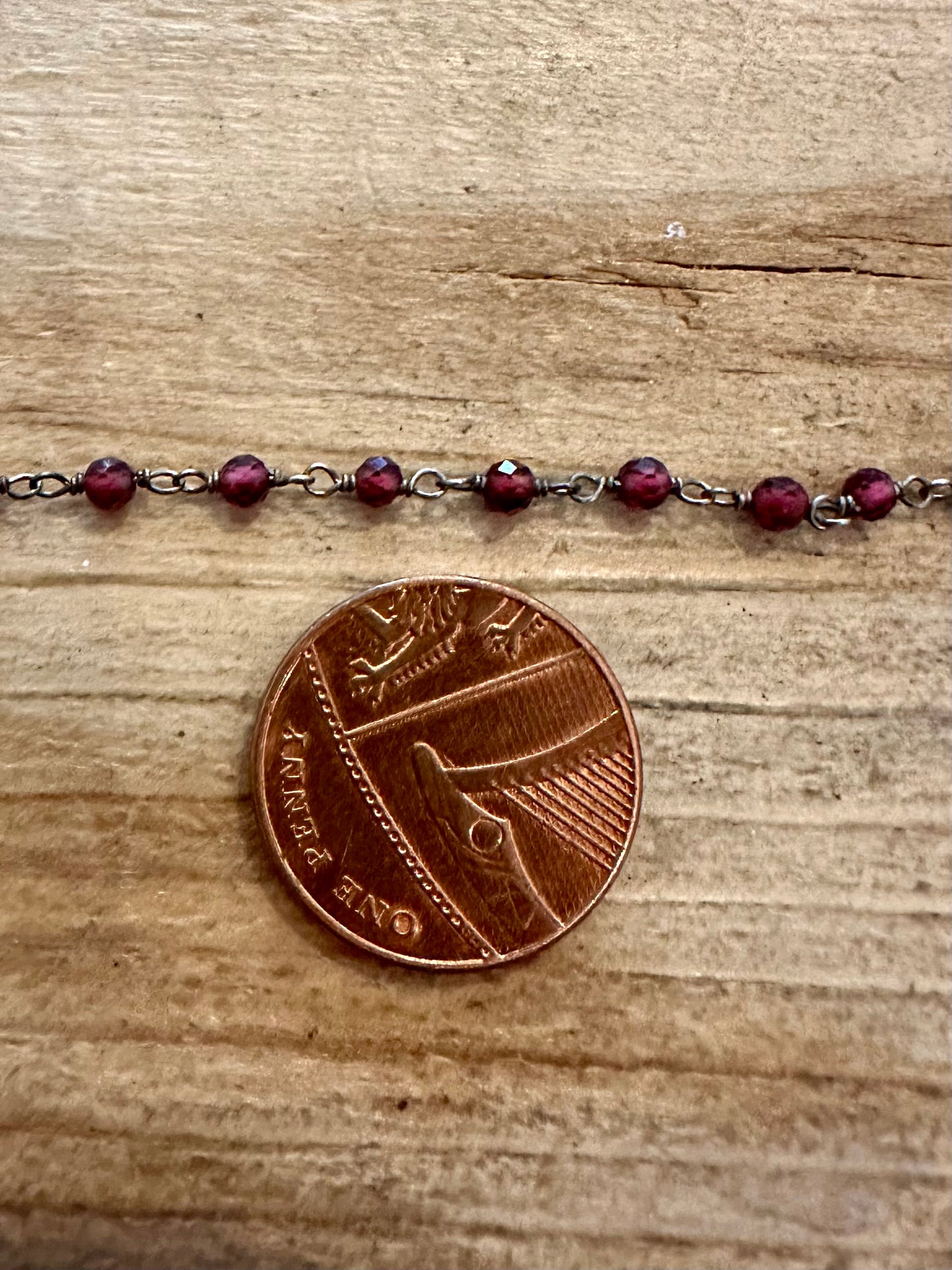 Vintage Red Glass 925 Silver Chain 17 inch Necklace