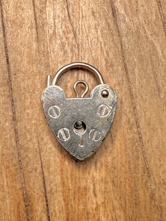 Vintage 1977 Heart Padlock 925 Sterling Silver Pendant