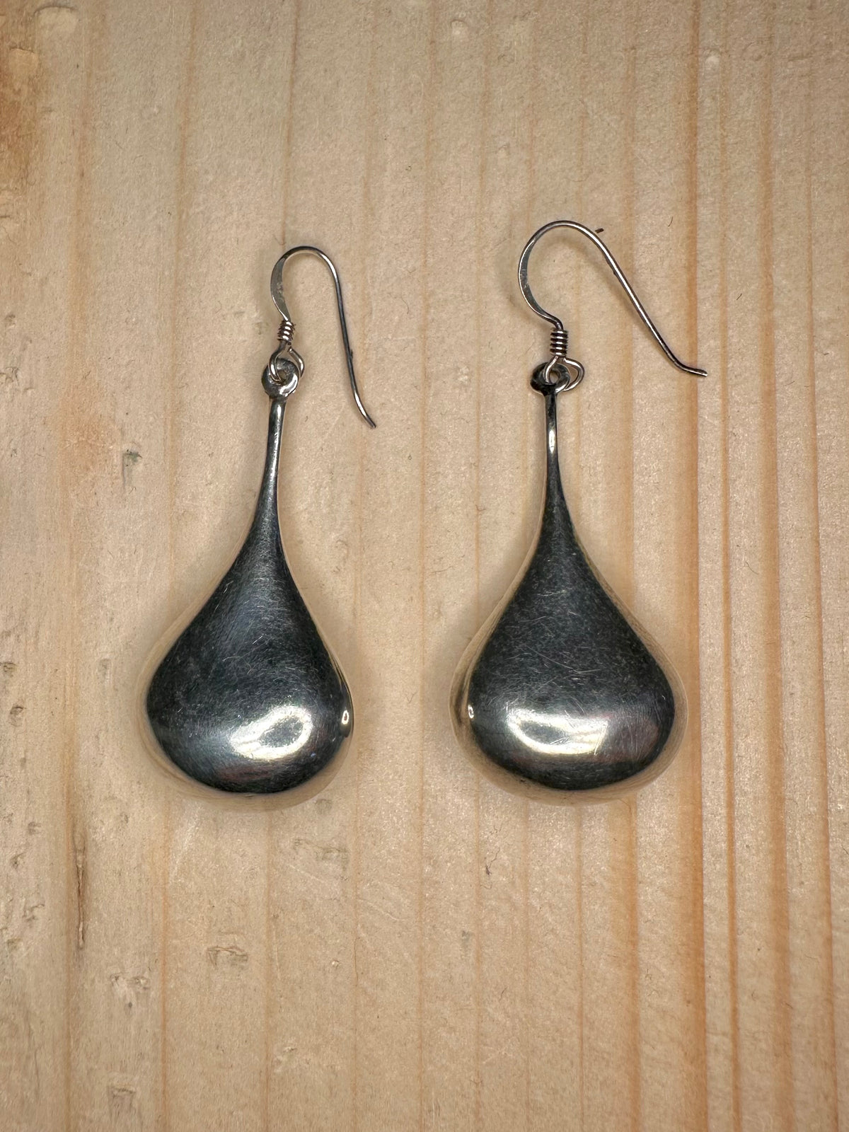 Rounded Teardrop Dangle 925 Sterling Silver Earrings