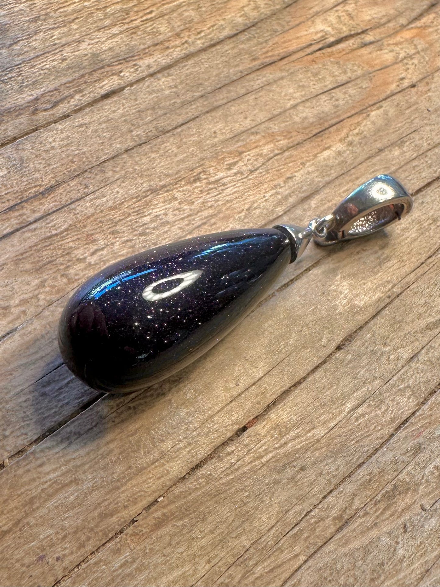 Modern Blue Goldstone 925 Sterling Silver Pendant
