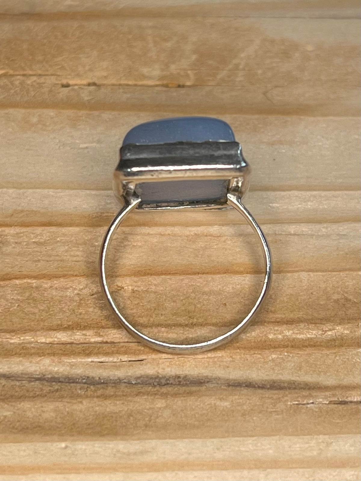 Rectangular Chalcedony 925 Sterling Silver Size Q1/2 Ring