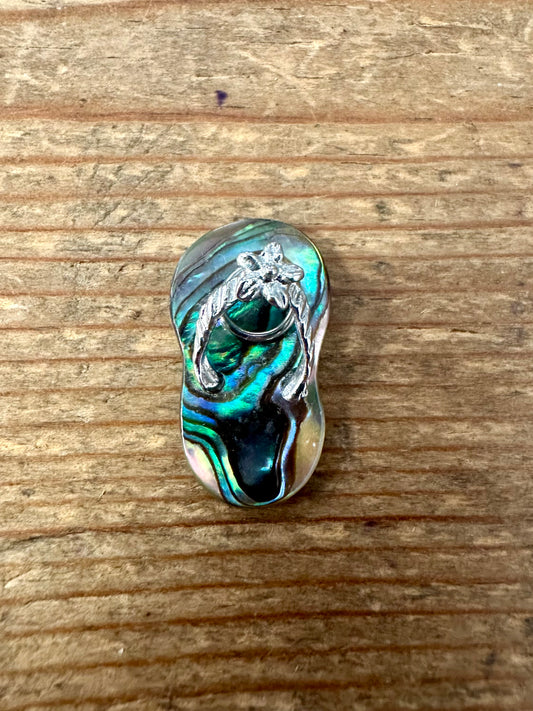 Modern Abalone Flip Flop Silver Pendant