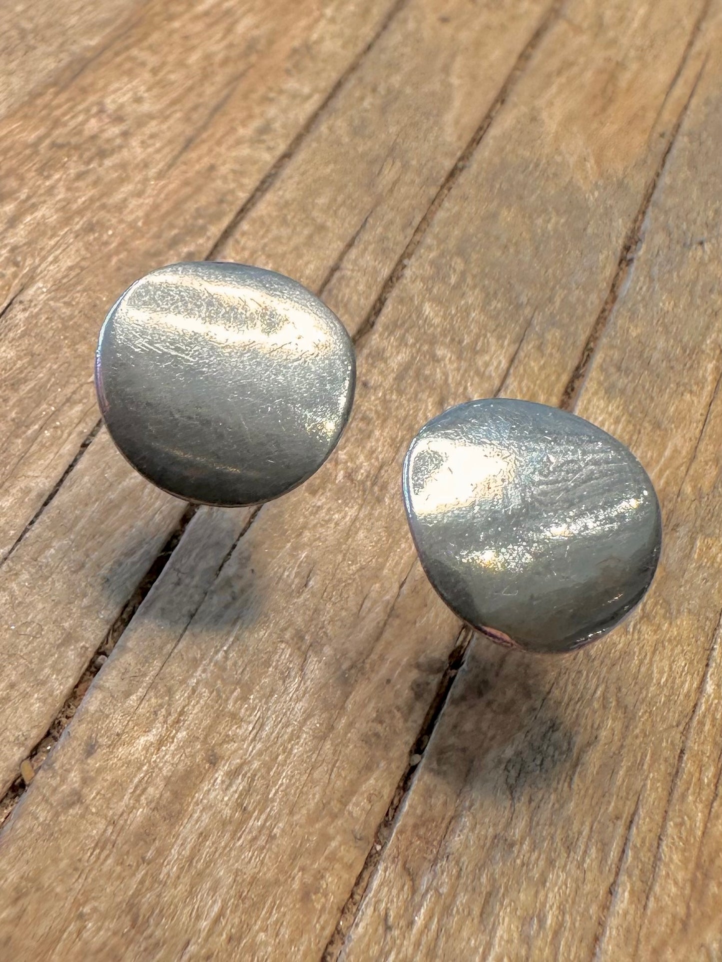 Modernist Abstract Circle Studs 925 Sterling Silver Earrings