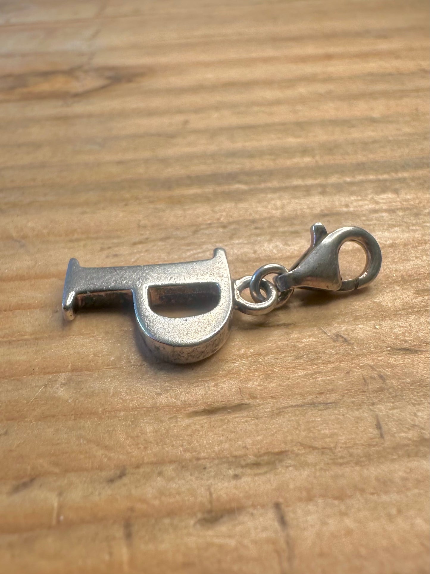 Letter P with Clasp 925 Sterling Silver Charm Pendant