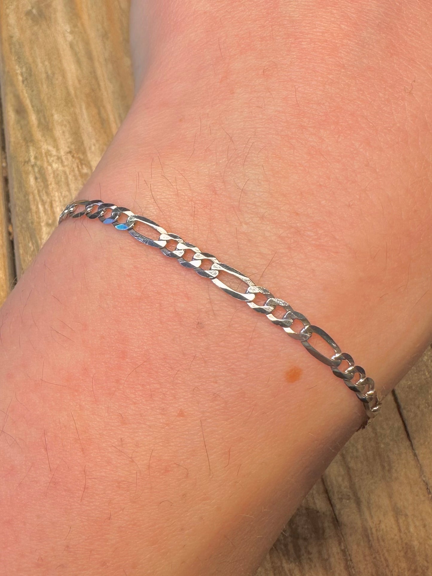 Vintage Figaro Chain 925 Sterling Silver 7 inch Bracelet