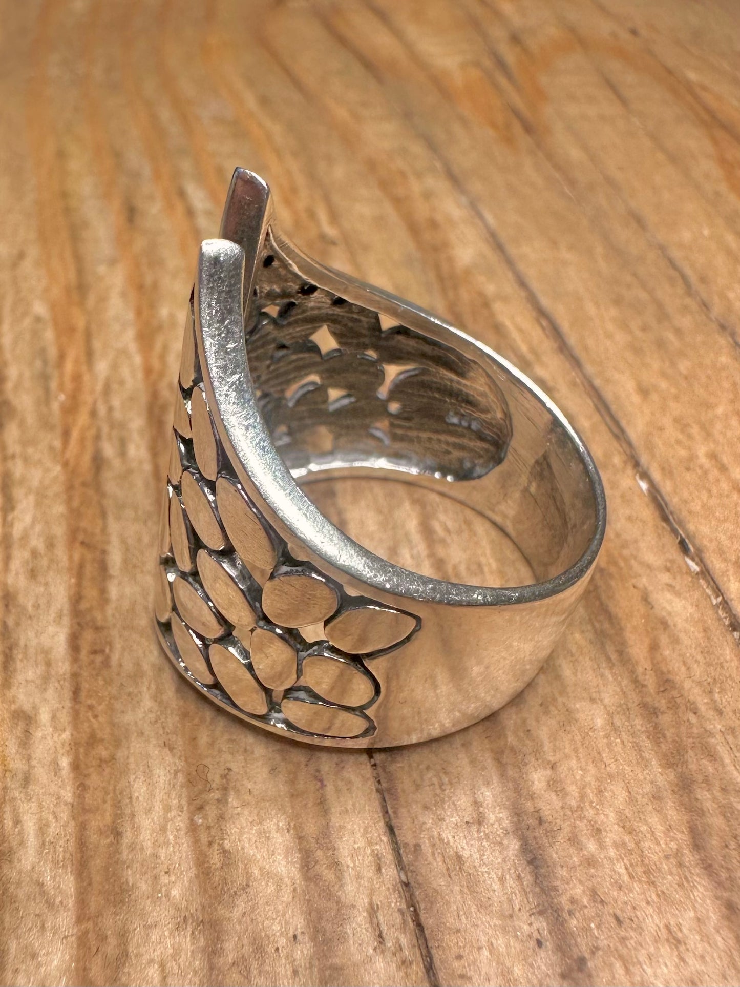 Vintage Bubble Effect Open Front 925 Sterling Silver Size R1/2 Ring