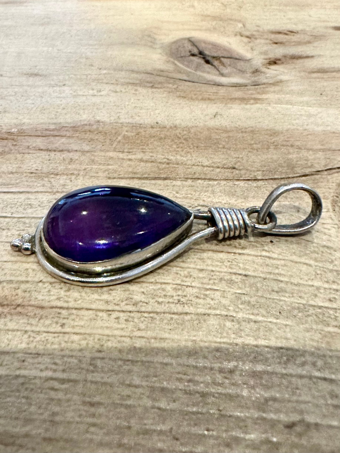 Vintage Purple Amethyst 925 Silver Pendant