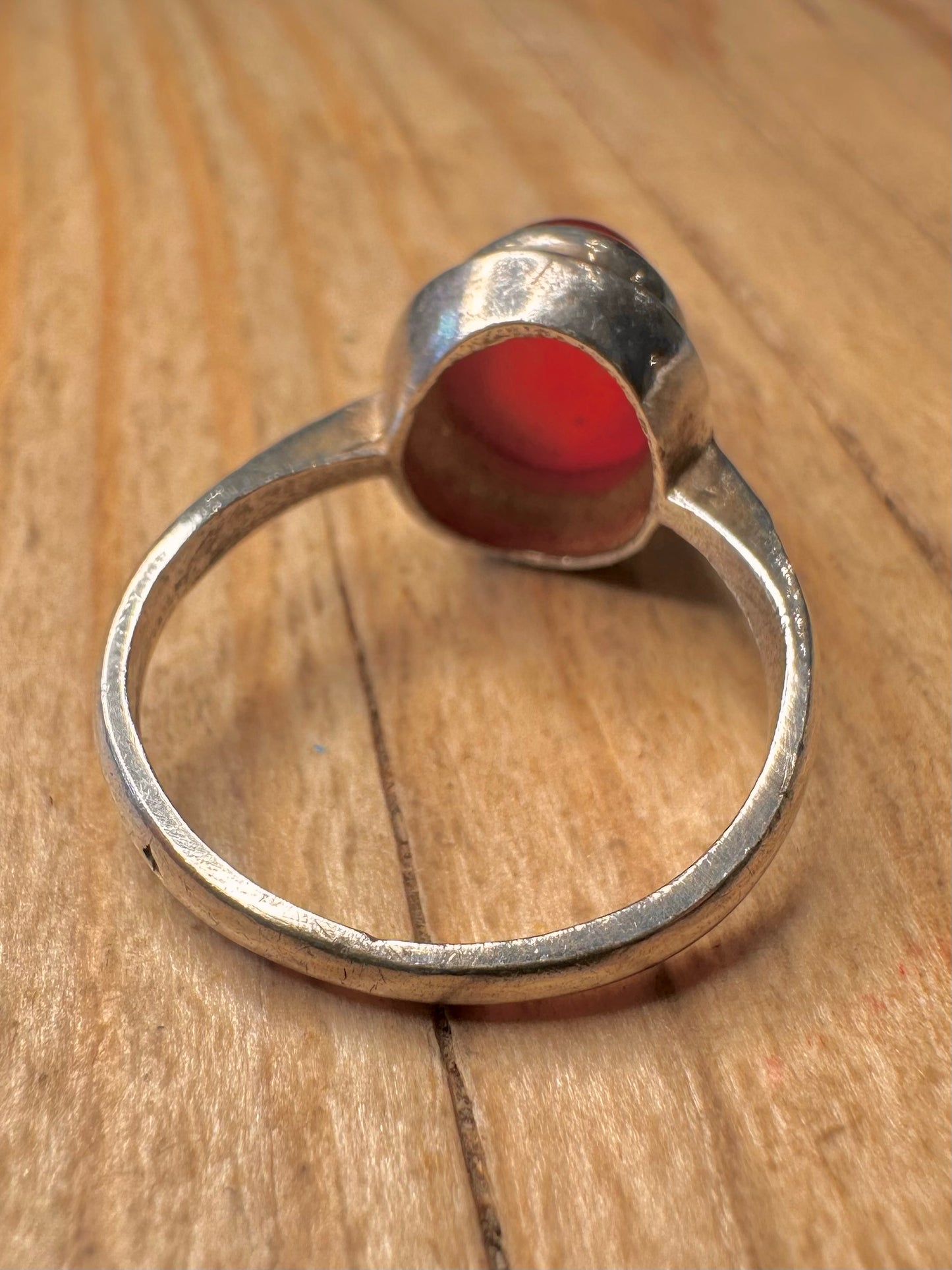Vintage 1977 Carnelian 925 Sterling Silver Size N Ring