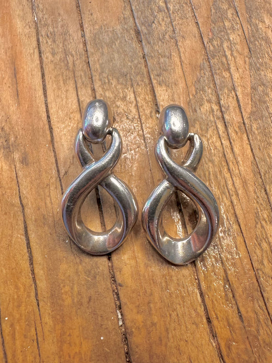 Modernist  Twisted Dangle 925 Sterling Silver Earrings
