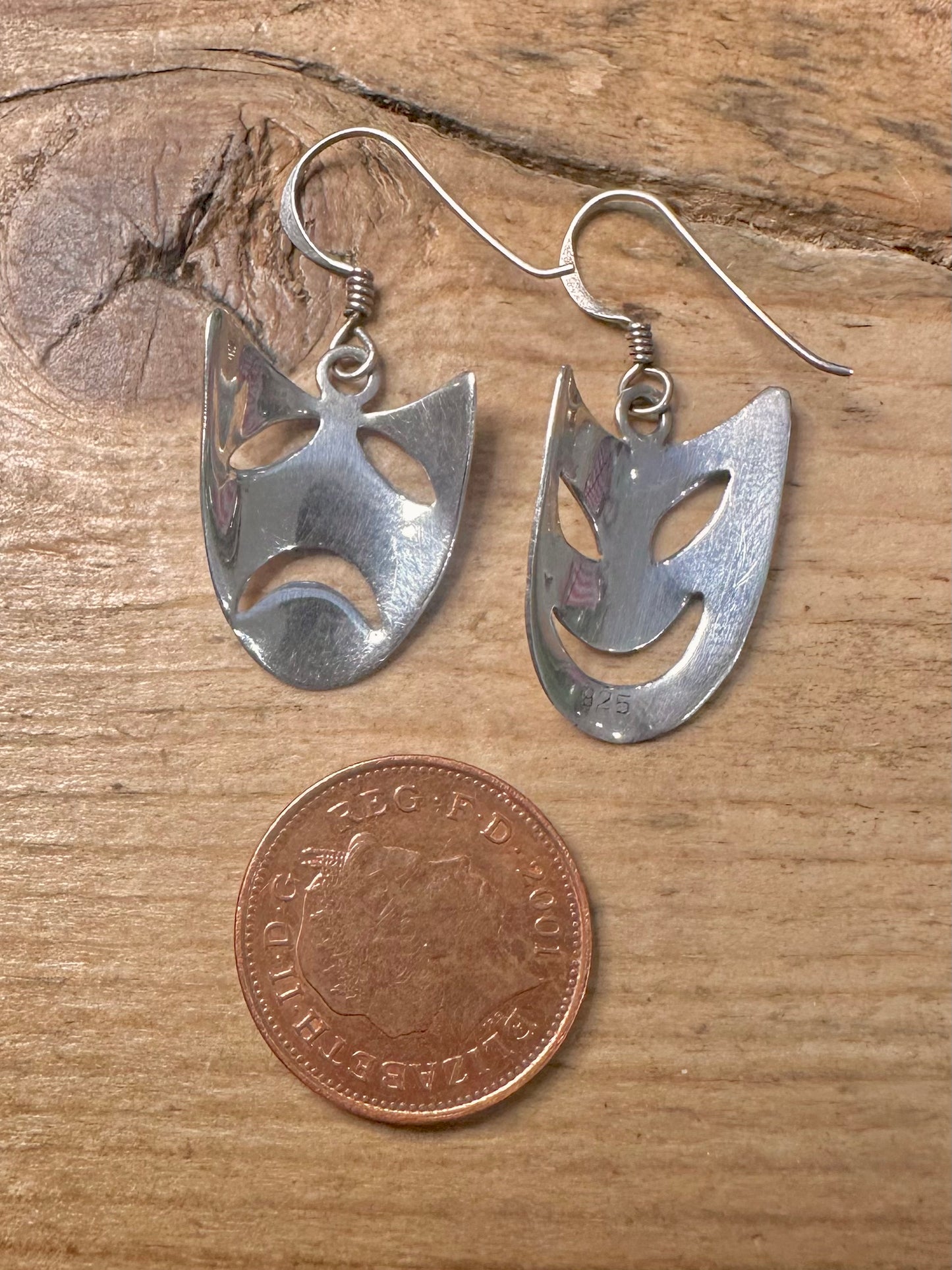 Vintage Theatre Faces 925 Silver Earrings