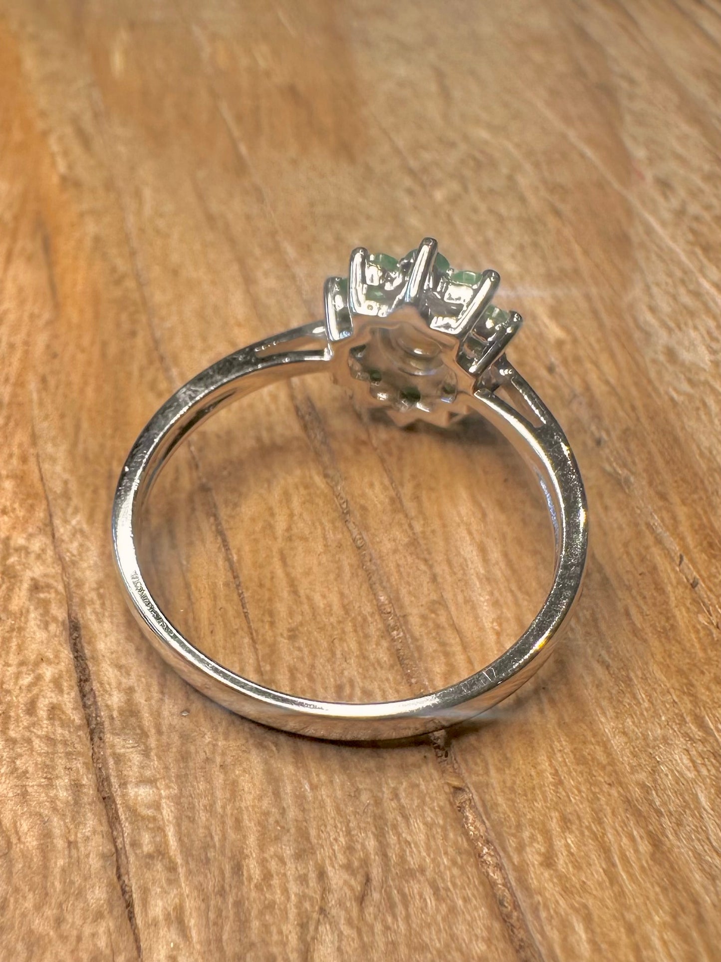 Vintage Opal and Green Stone 925 Sterling Silver Size T1/2 Ring