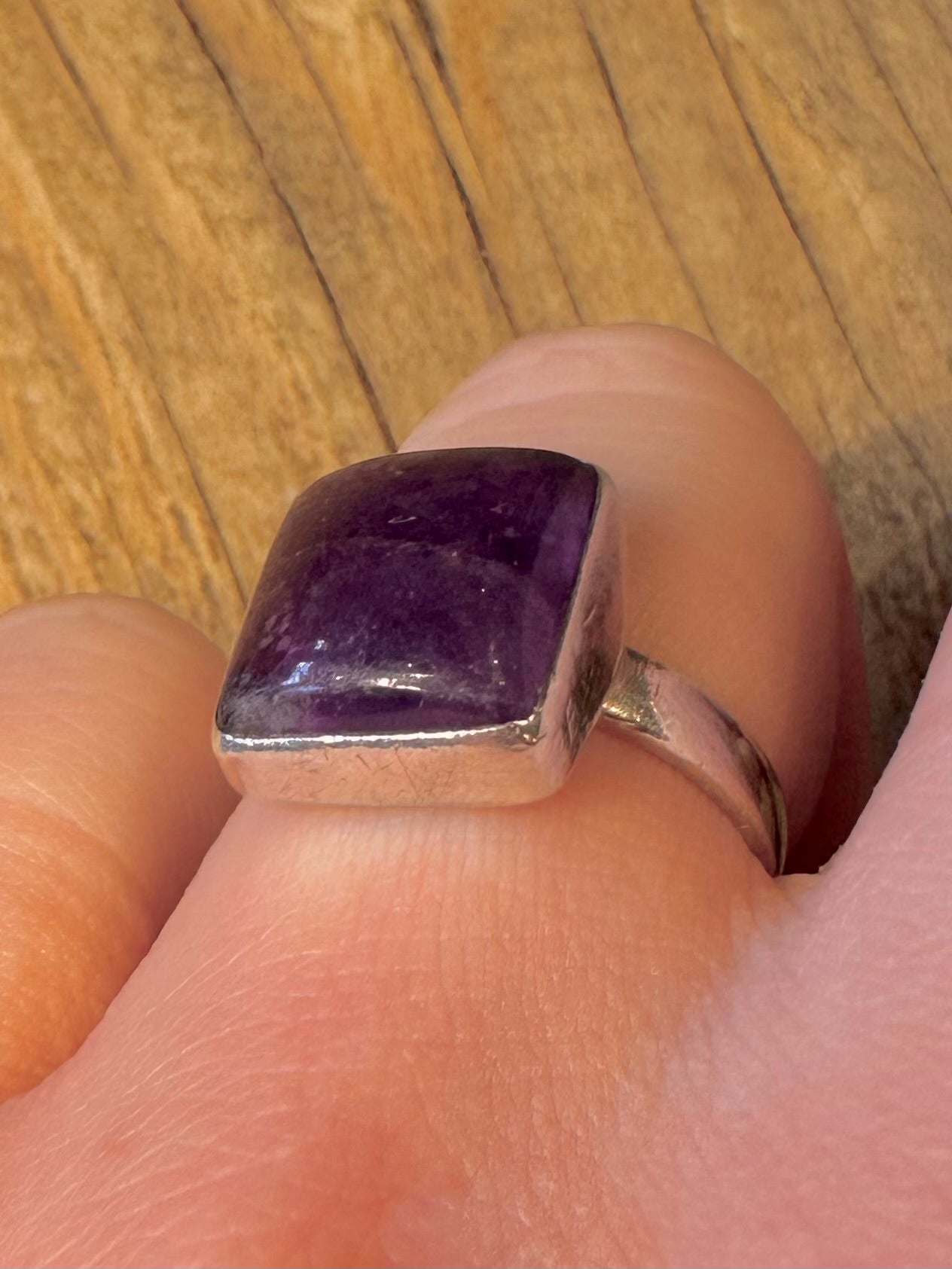 Vintage Amethyst Square 925 Sterling Silver Size O Ring