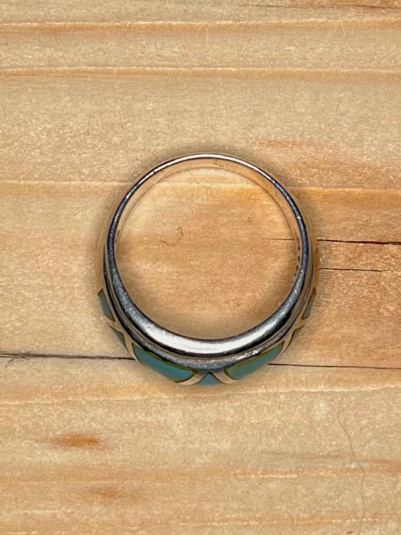 Chunky Turquoise Size 9.5 925 Sterling  Silver Ring