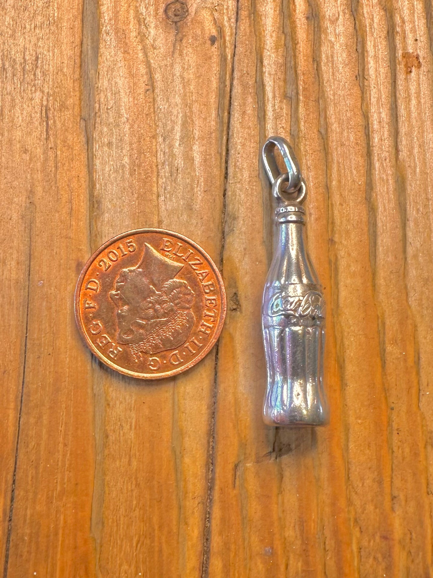 Rare Coca Cola Bottle 925 Sterling Silver Charm Pendant