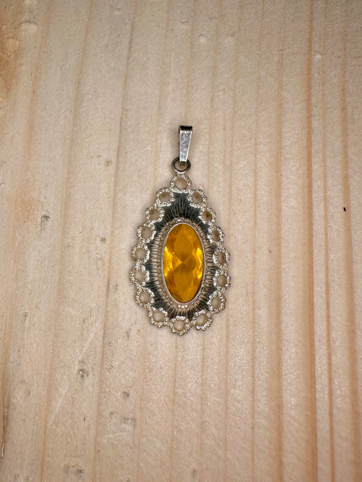 Citrine Ornate Oval 925 Sterling Silver Pendant