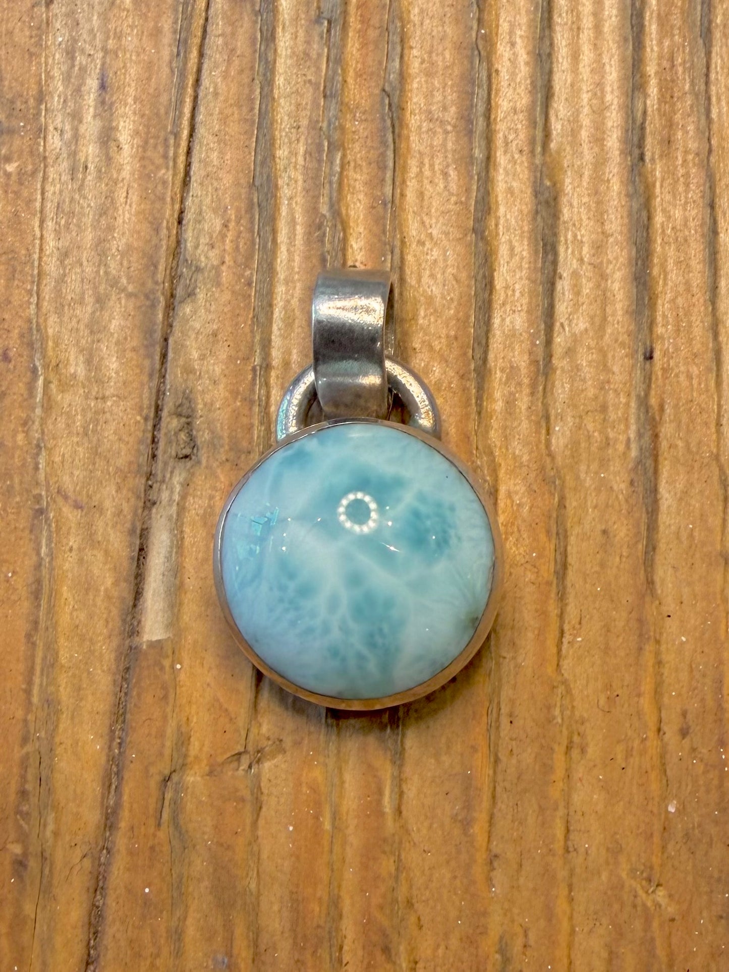 Larimar Circle 925 Sterling Silver Pendant