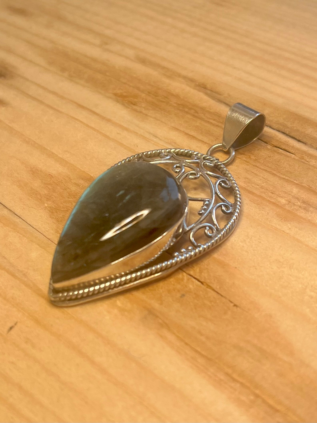 Large Tear Drop Labradorite 925 Sterling Silver Pendant