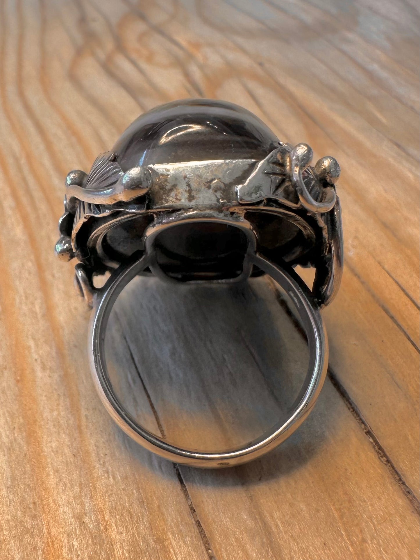 Vintage Large Agate Navajo Style 925 Silver Size V Ring