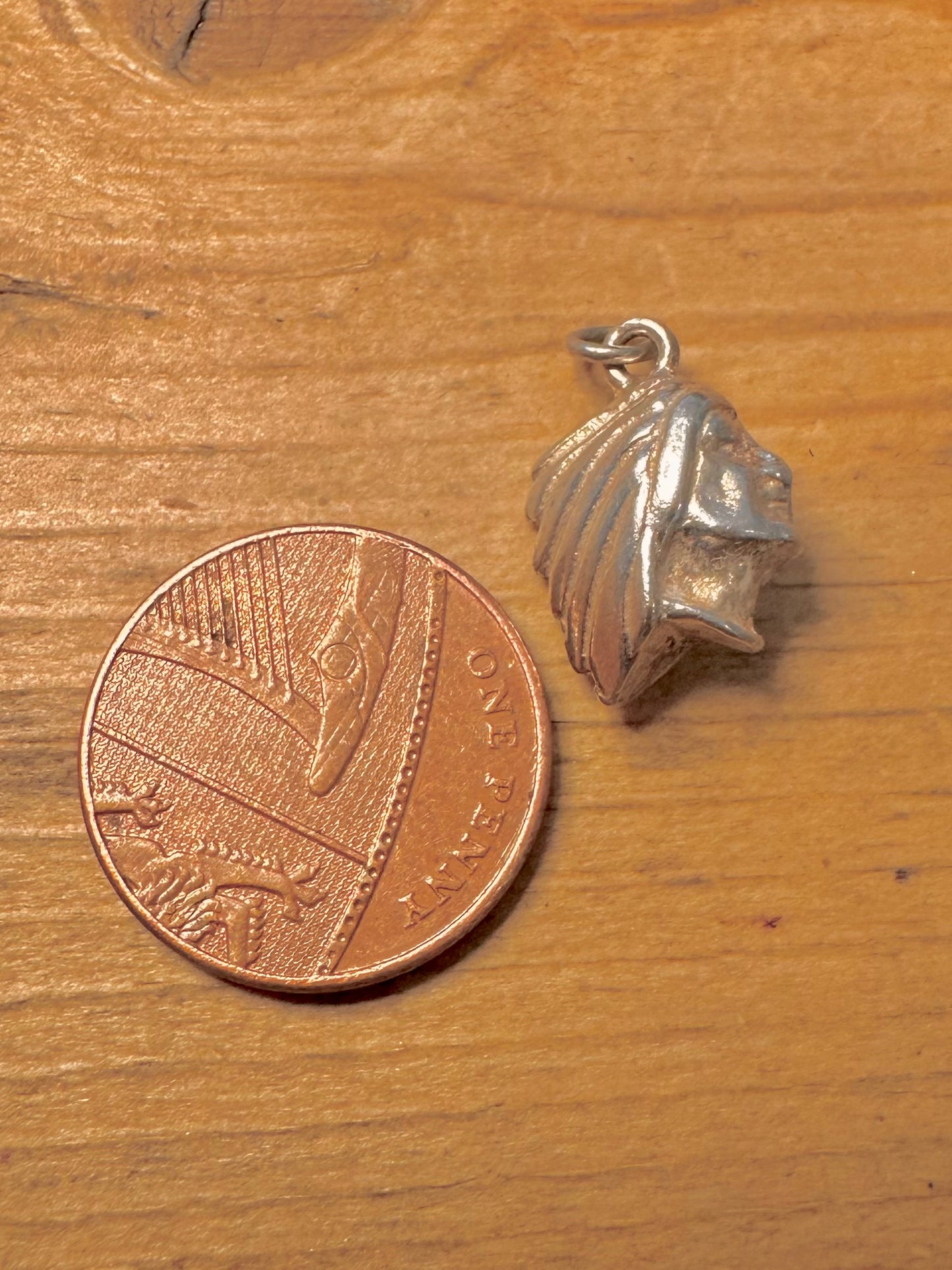 Vintage Native American Head 925 Silver Pendant