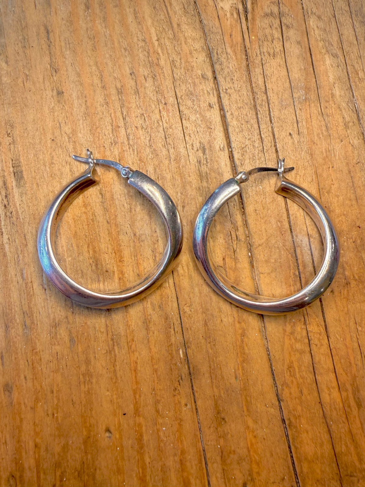 Thick Wavy Hoop 925 Sterling Silver Earrings