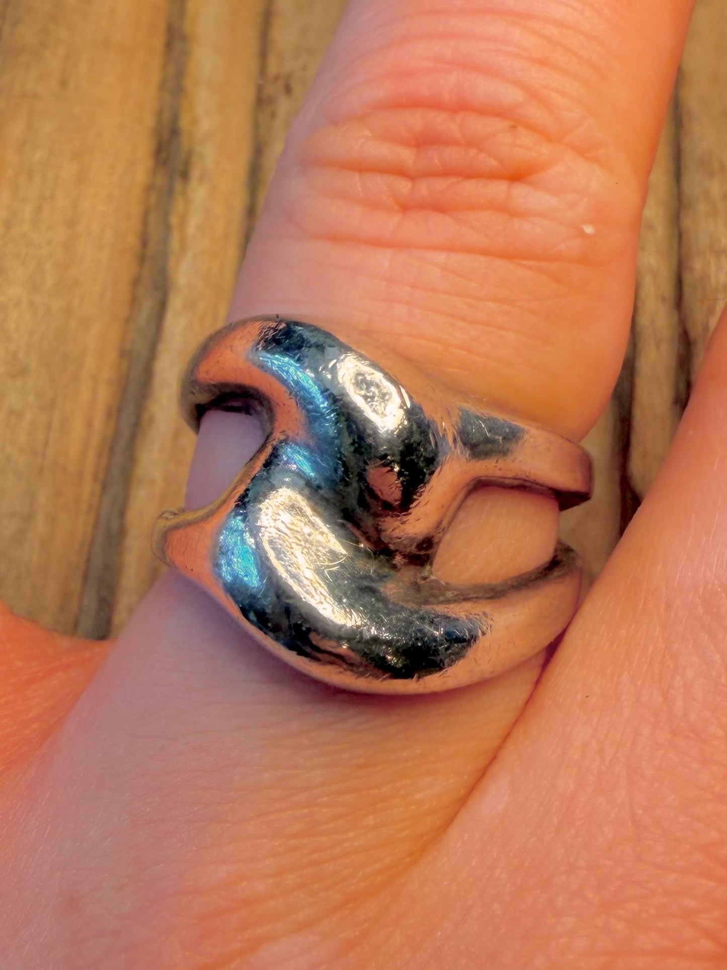 Abstract Overlapping 925 Sterling Silver Size Q1/2 Ring