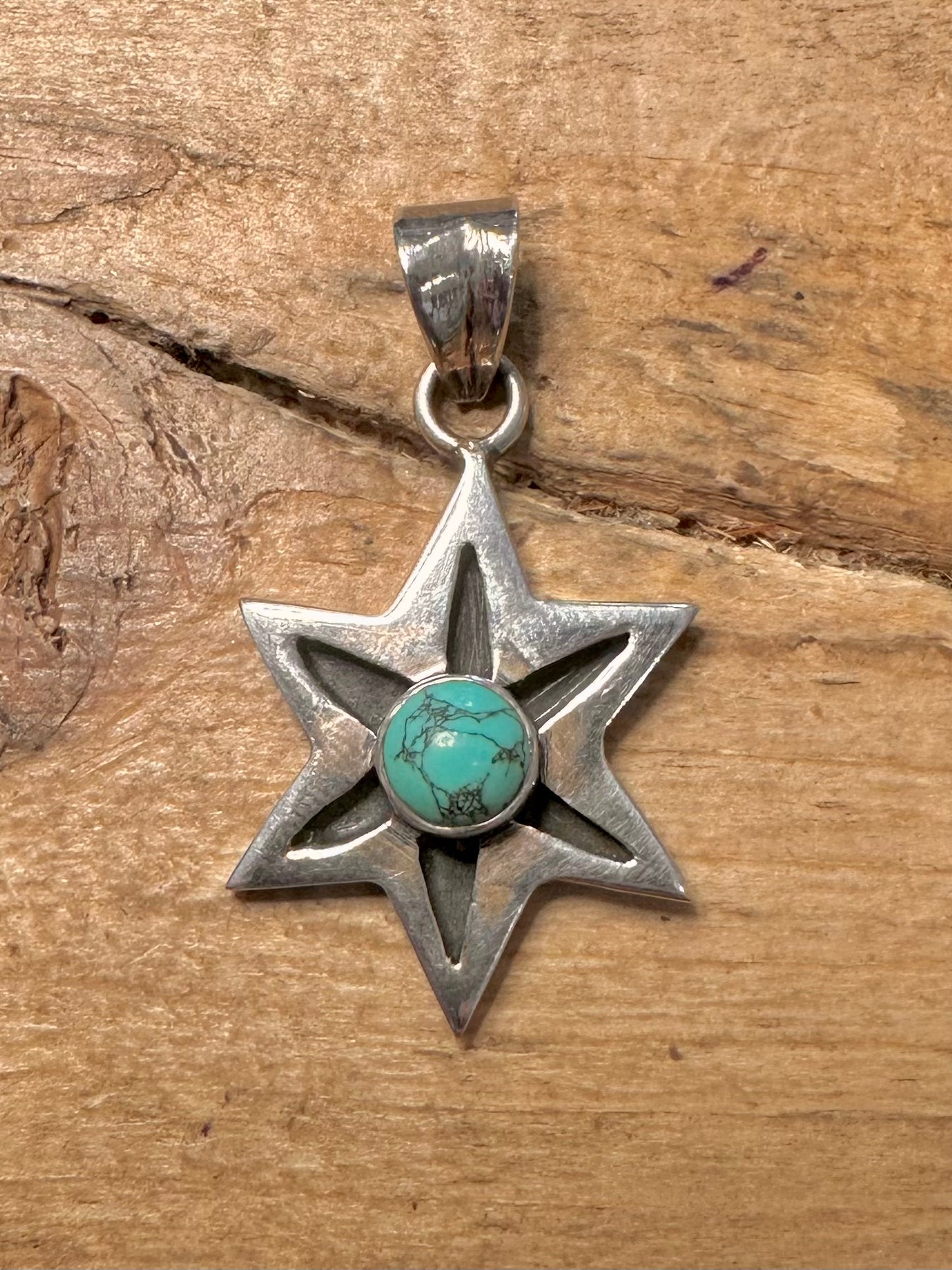 Vintage Turquoise Star 925 Silver Pendant