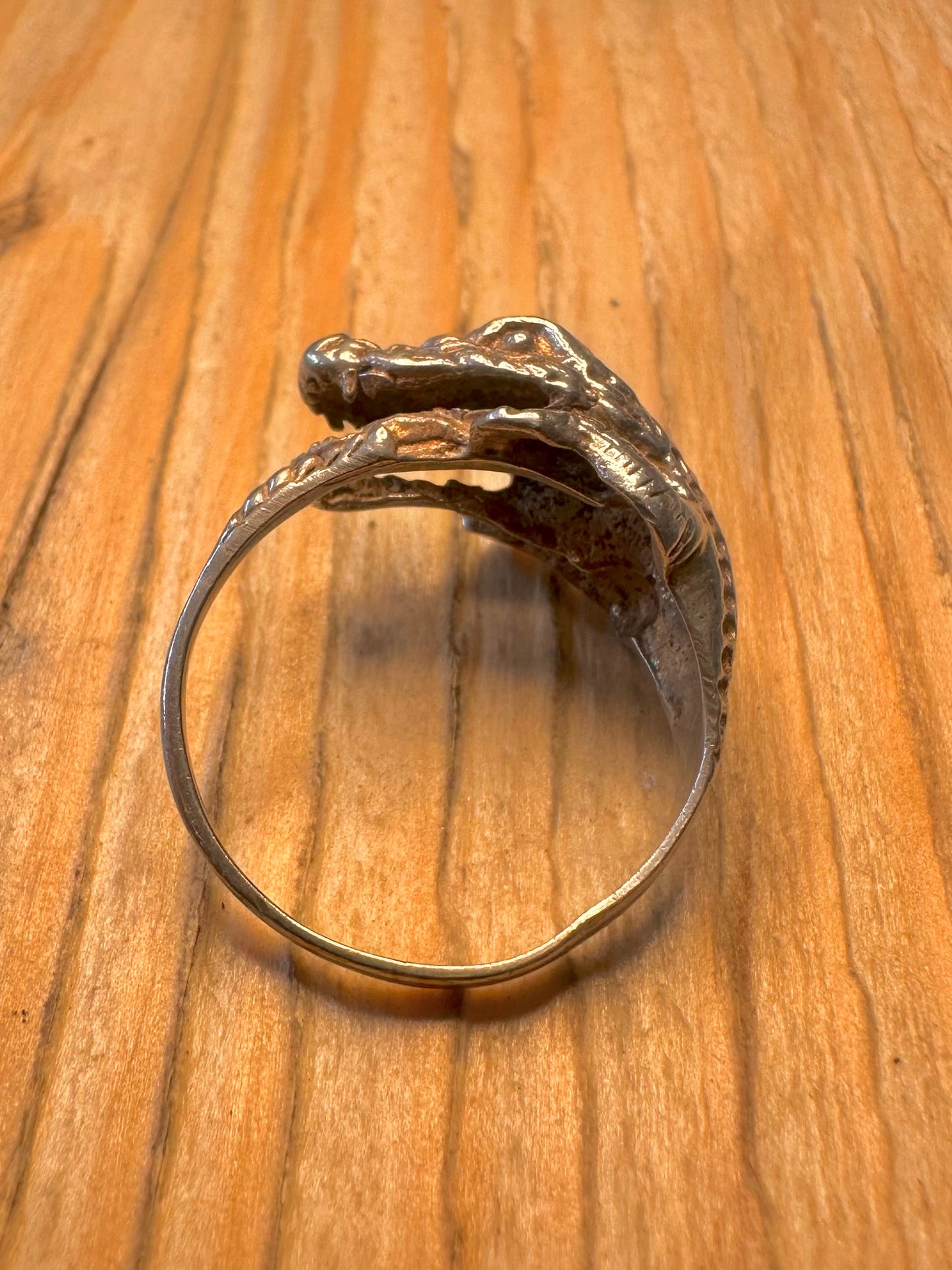 Vintage Crocodile 925 Sterling Silver Size R Ring