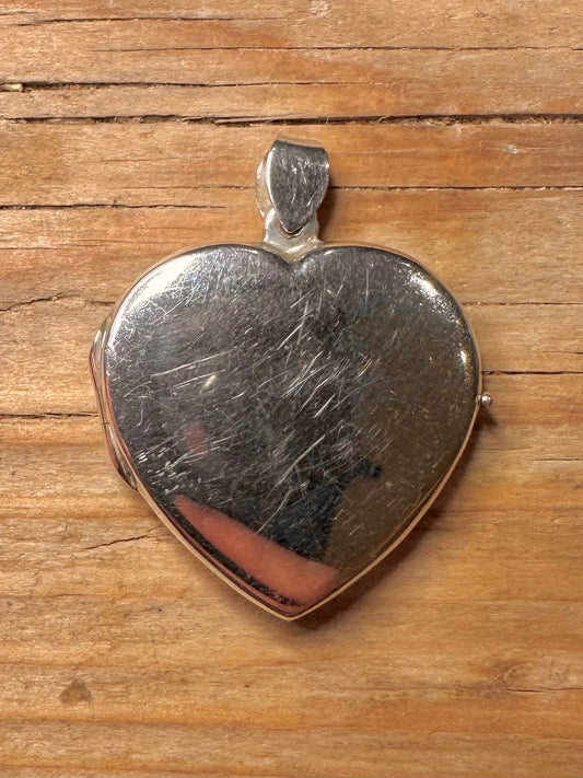 Vintage Plain Large Heart 925 Sterling Silver Pendant