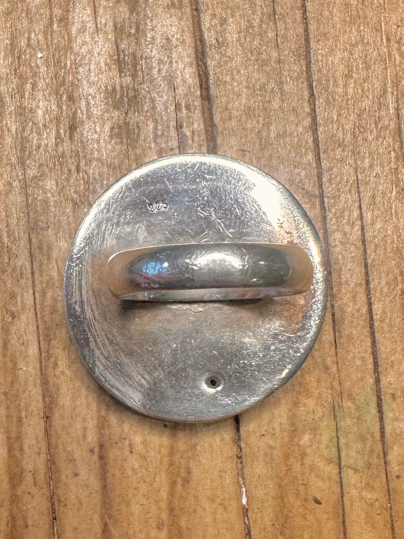 Modernist Flat Disc 925 Sterling Silver Size N Ring