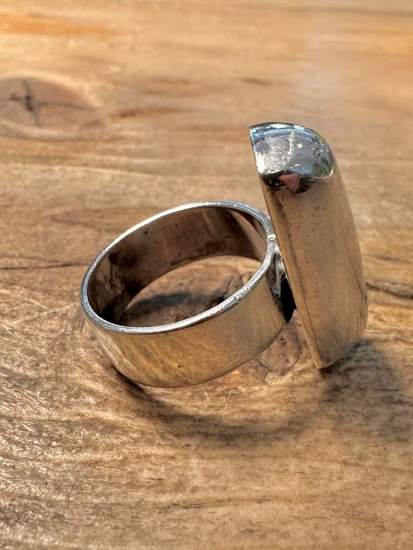 Abstract Bar Chunky Mexico 925 Silver Size M1/2 Ring