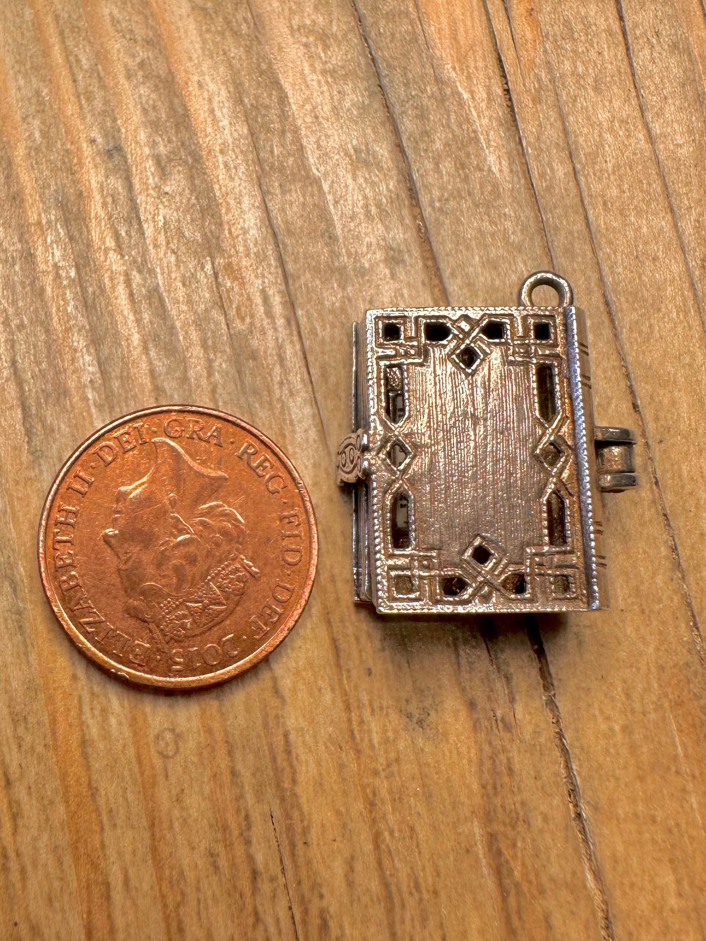 Vintage Holy Bible 925 Sterling Silver Charm Pendant