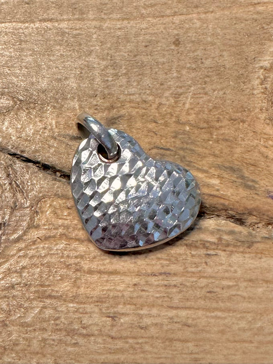 Modern 2003 Hammered Heart 925 Silver Pendant