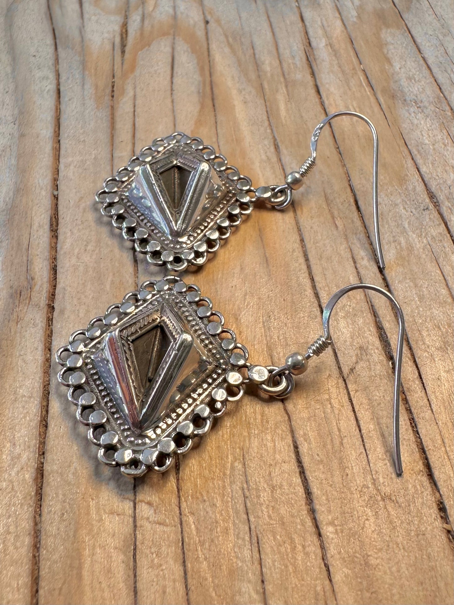 Vintage Abstract Tribal 925 Silver Earrings