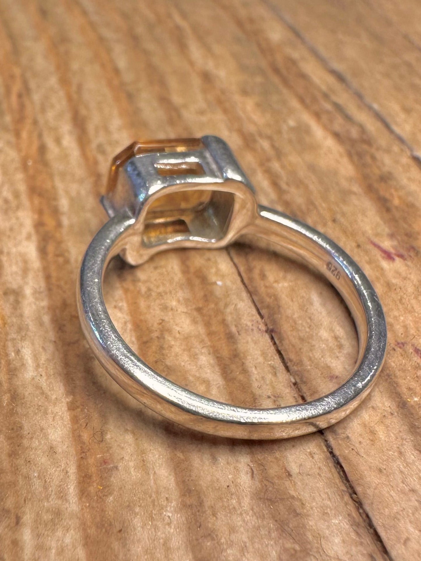 Modernist Citrin 925 Sterling Silber Größe N Ring