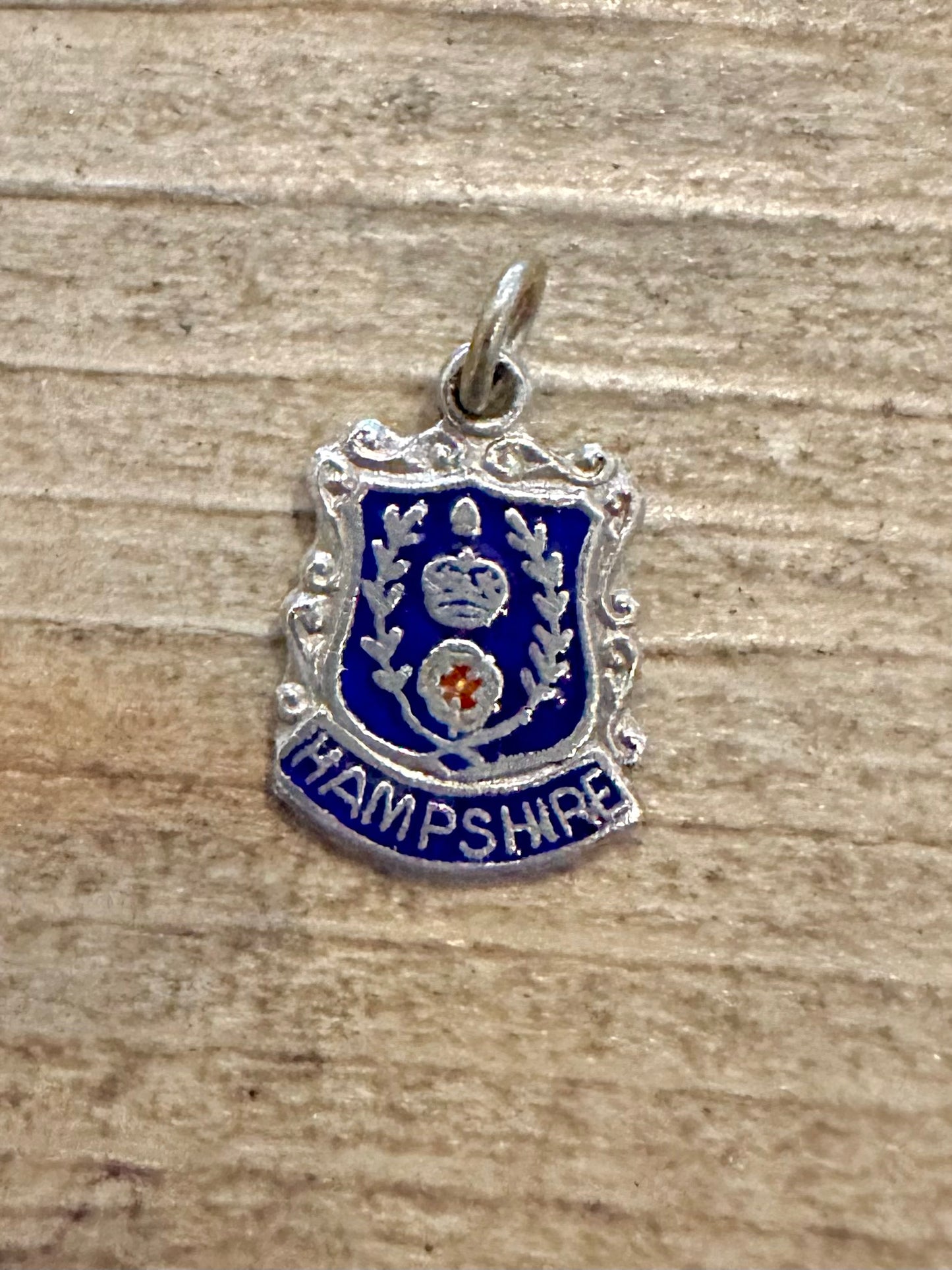 Vintage Hampshire Enamel Crest 925 Silver Charm Pendant