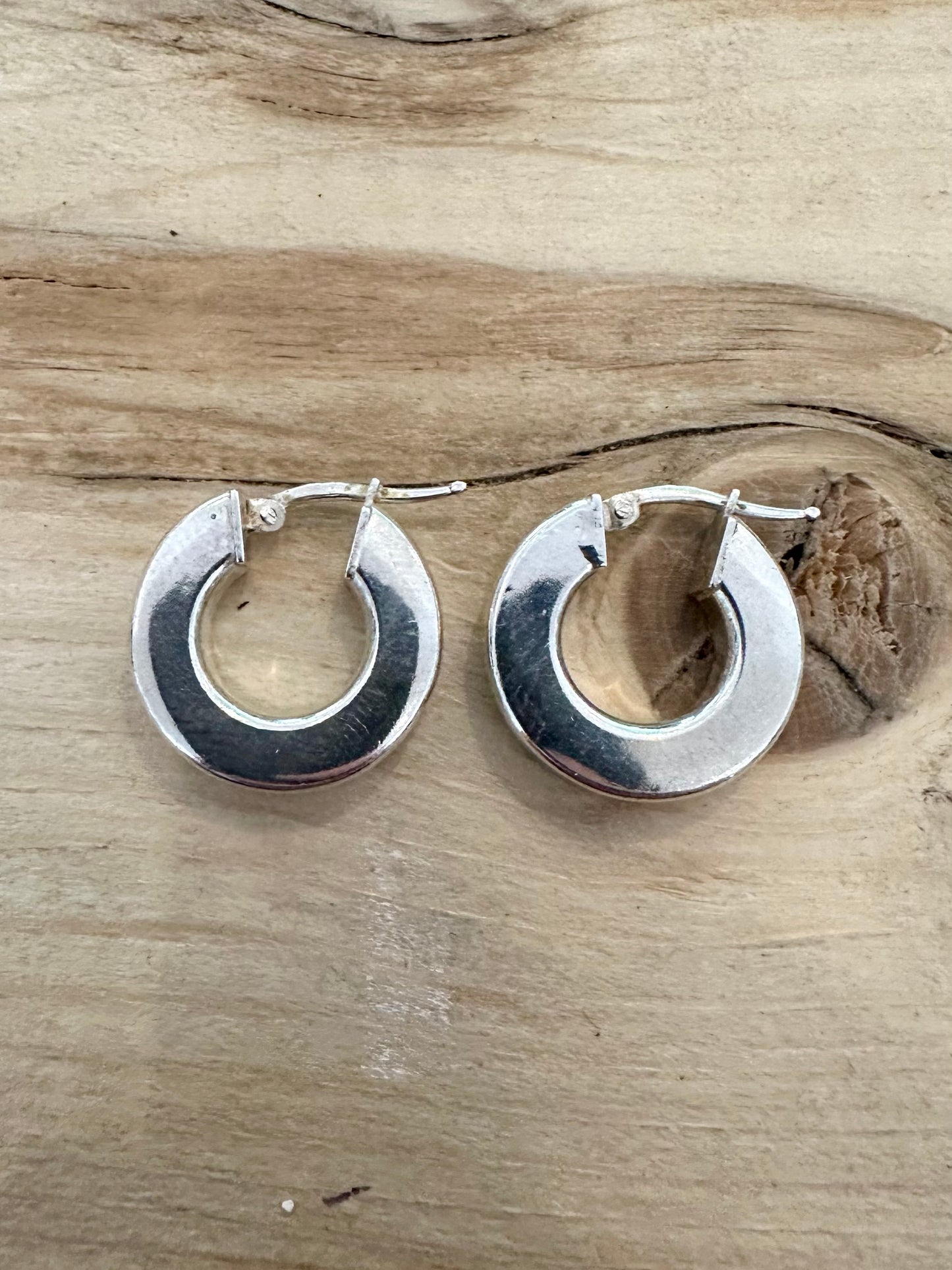 Vintage Chunky Hoops 925 Silver Earrings