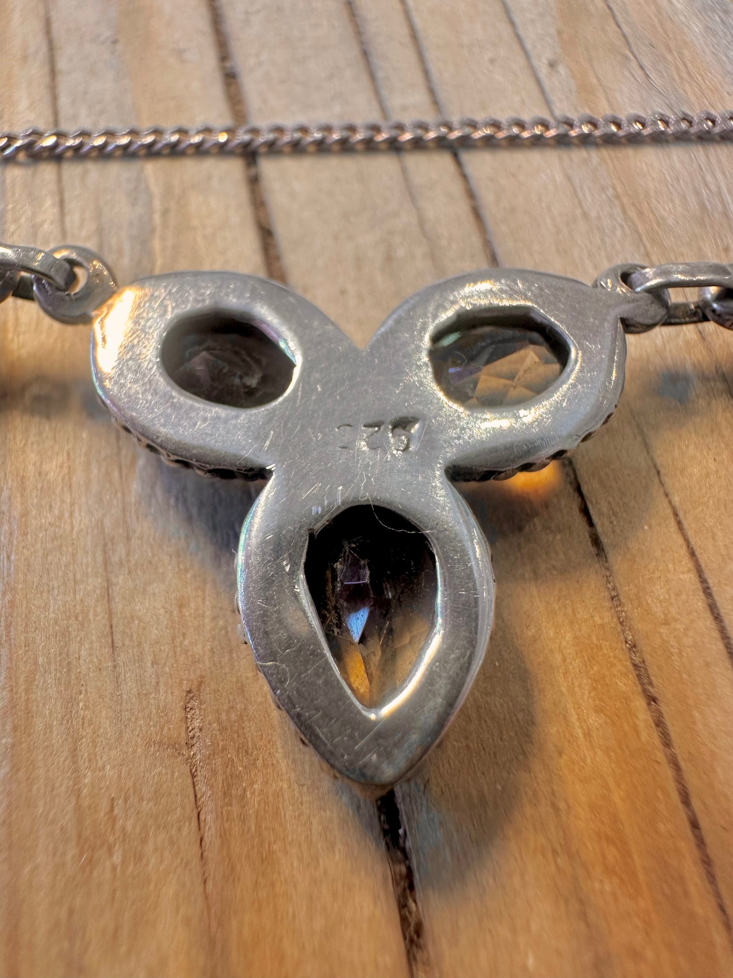 Vintage Citrine Chain 925 Silver 18 inch Necklace