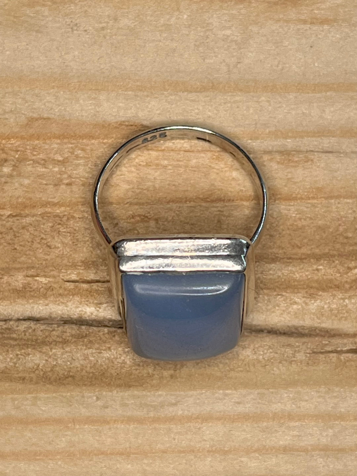 Rectangular Chalcedony 925 Sterling Silver Size Q1/2 Ring