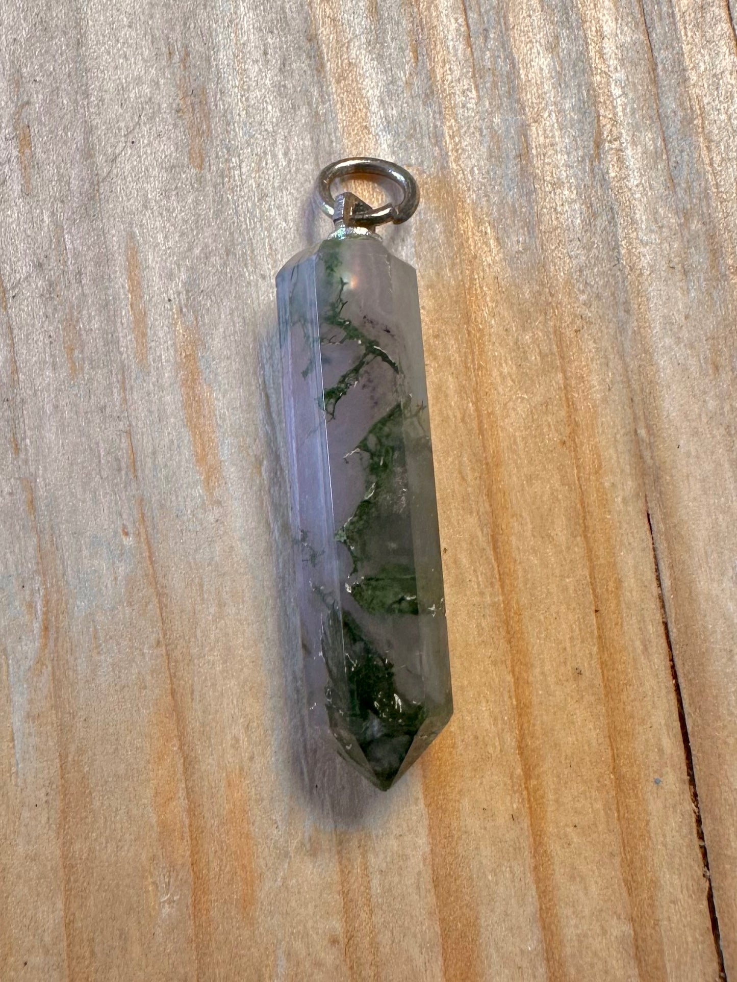 Vintage Moss Agate Pillar Pendant