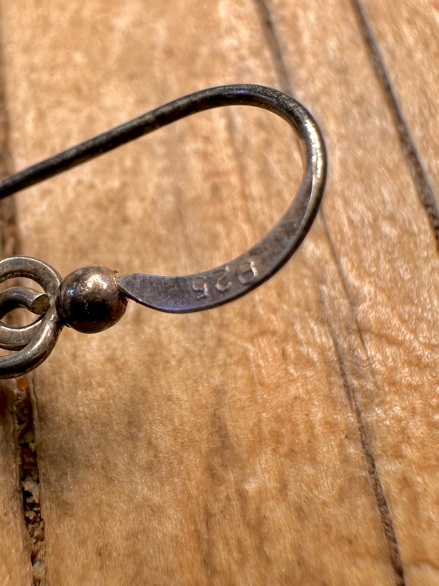 Vintage Mother of Pearl and Crystal 925 Sterling Silver Earrings