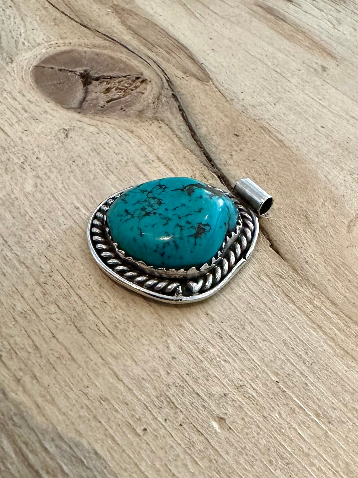 Vintage Navajo Turquoise 925 Silver Pendant