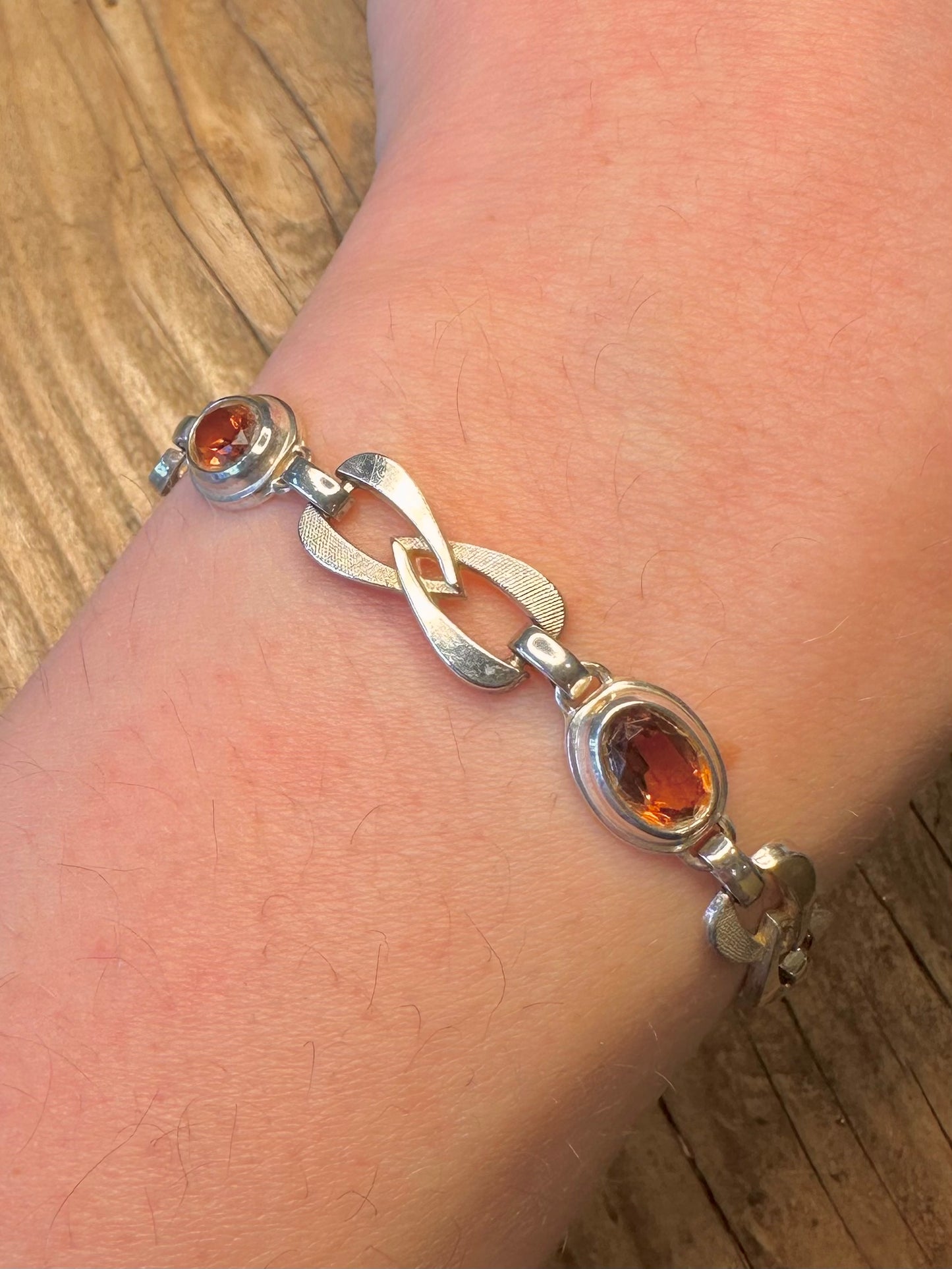 Orange Topaz 1977 Unique Link Maker K&L 925 Sterling Silver 9 inch Bracelet