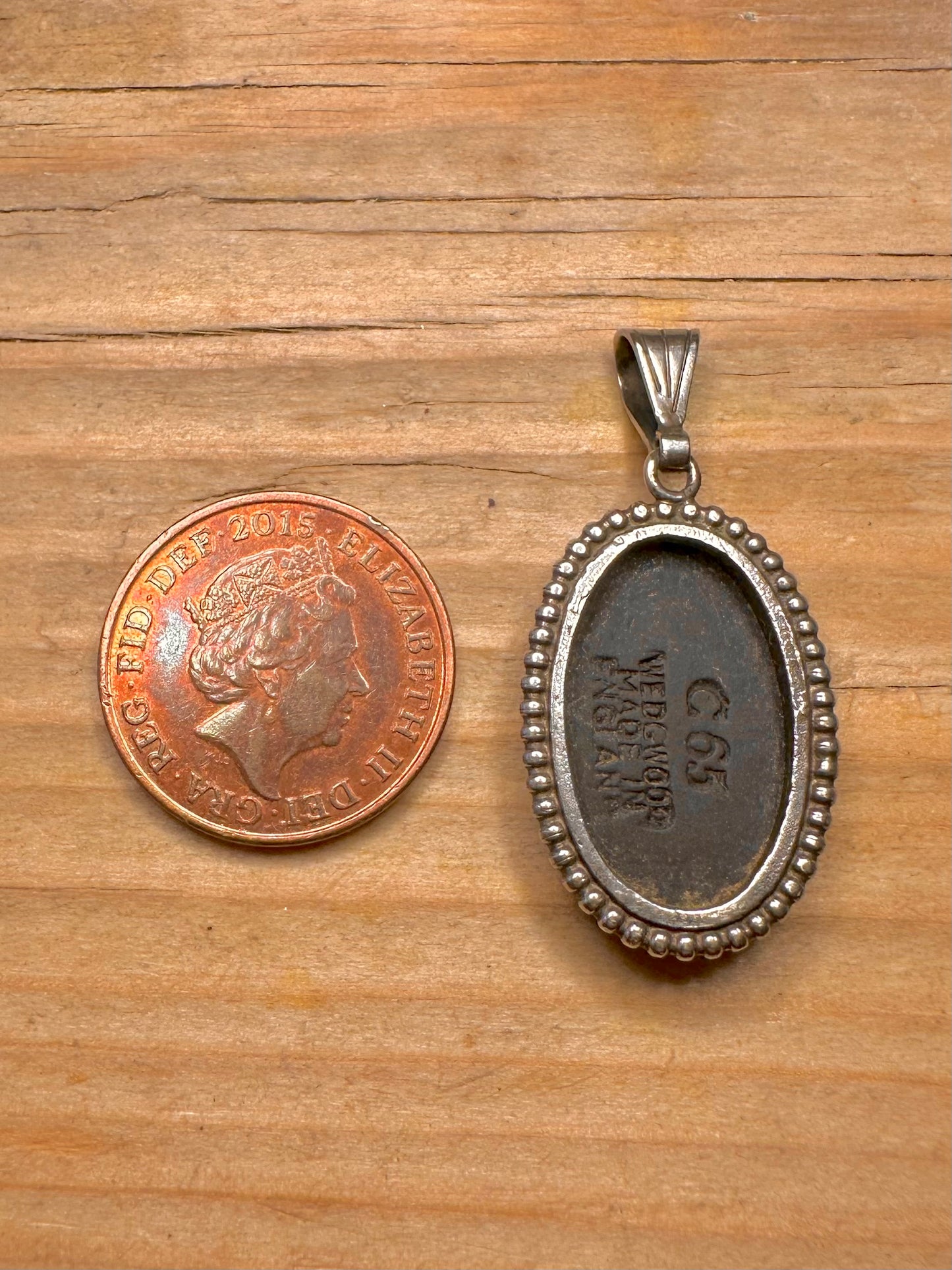 Vintage Schwarze Cameo Wedgwood 925 Sterling Silber Made in England Anhänger