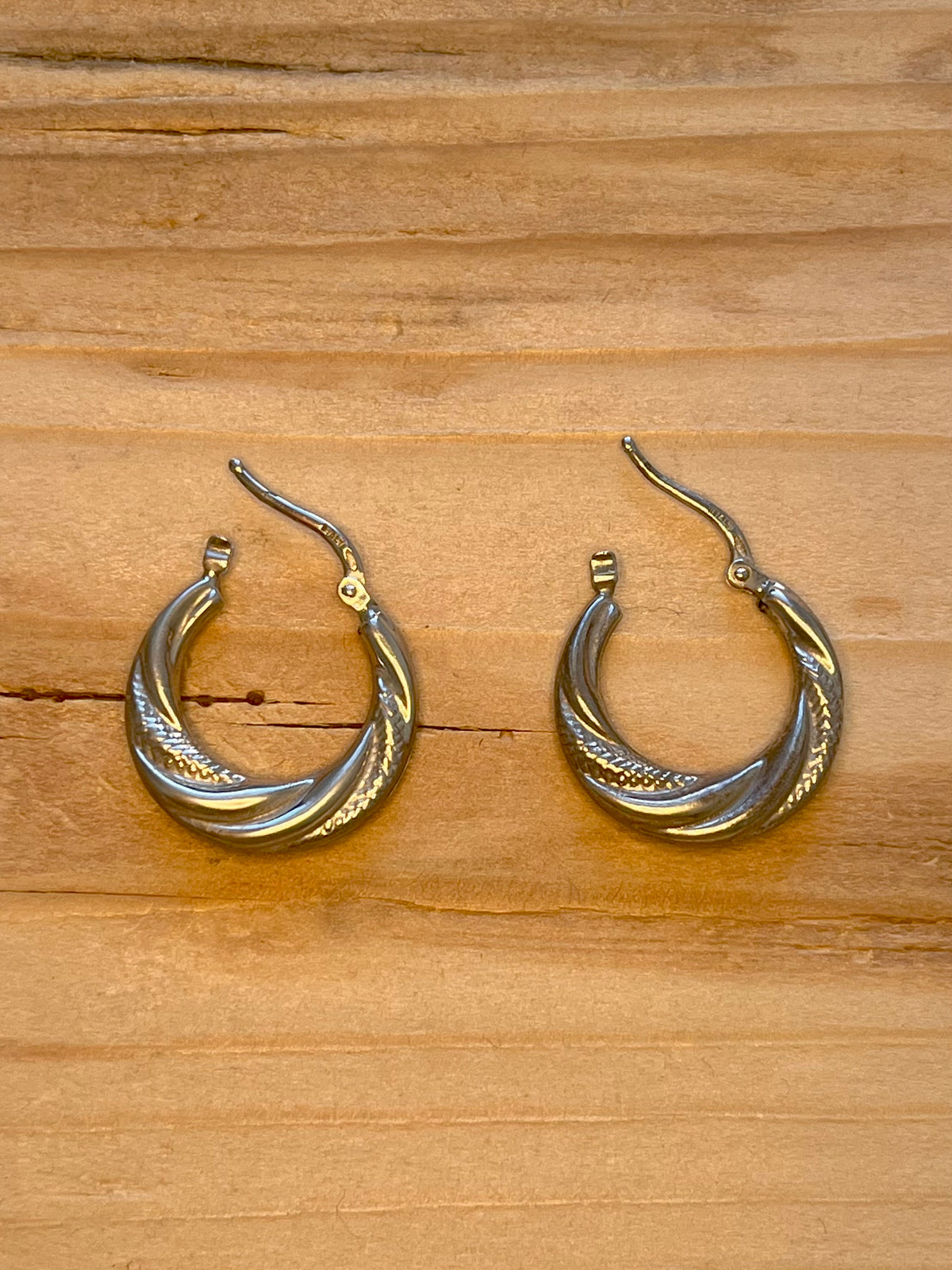 Chunky Twisted Textured Hoops 925 Italy Sterling Silver Earrings