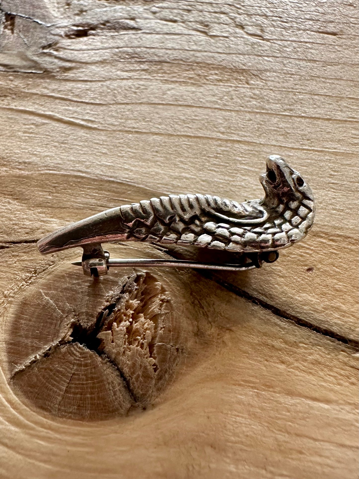 Vintage Cobra Snake 925 Silver Brooch